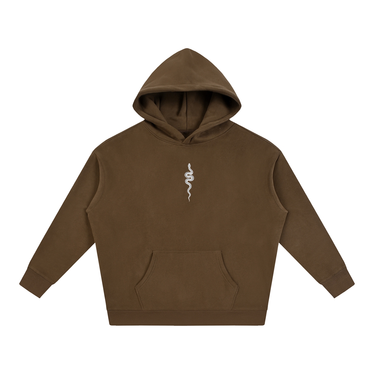 Ranked Brown Oversized Hoodie, front with the snake on the chest