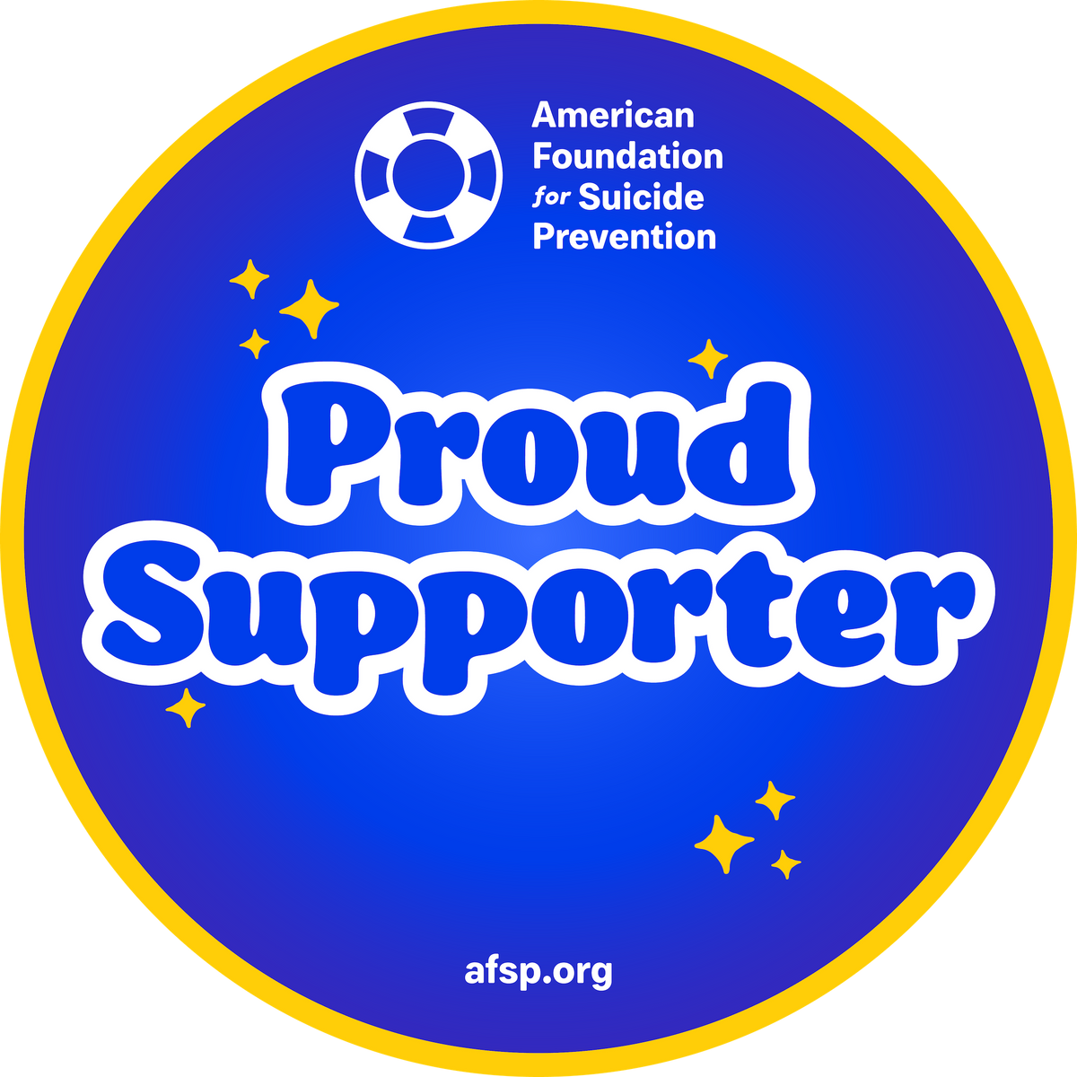 American Foundation for Suicide Prevention 2026 Proud Supporter badge