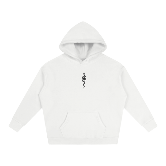 Ranked White Oversized Hoodie, front with the snake on the chest