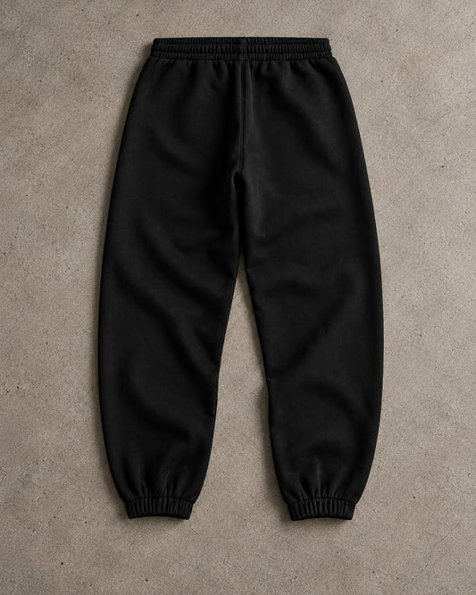 Ranked Black Heavyweight Joggers, back view