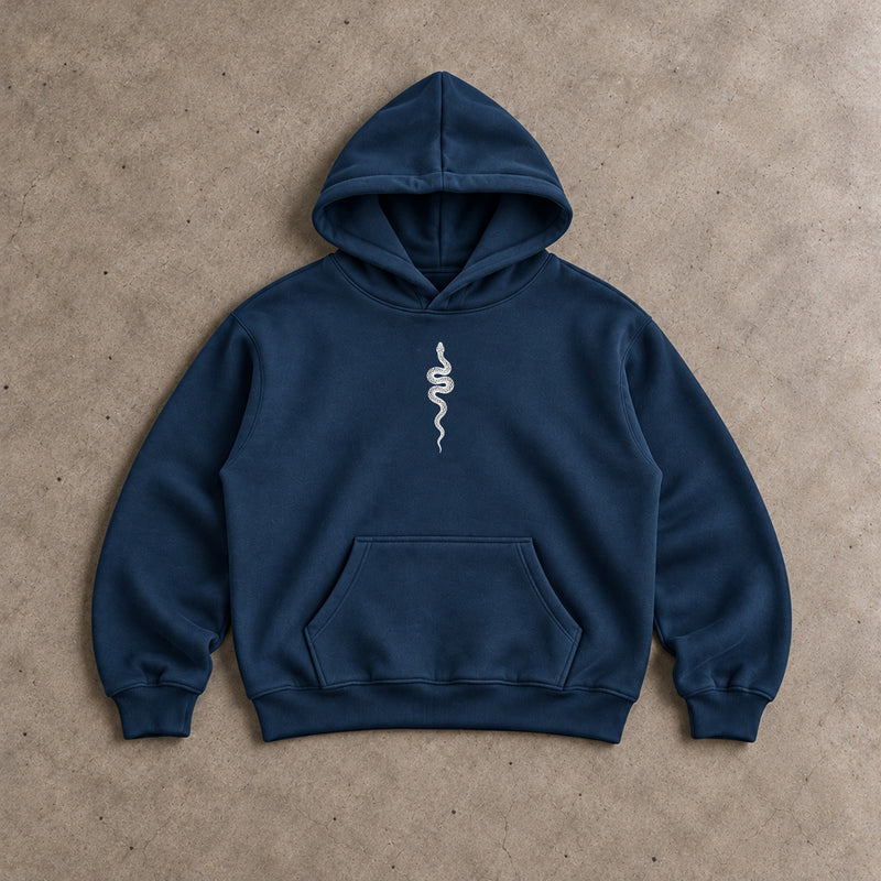 Ranked Blue Oversized Hoodie, front with the snake on the chest