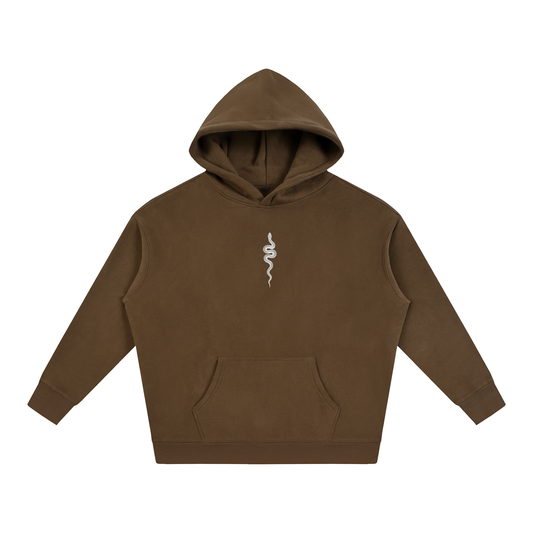 Ranked Brown Oversized Hoodie, front with the snake on the chest