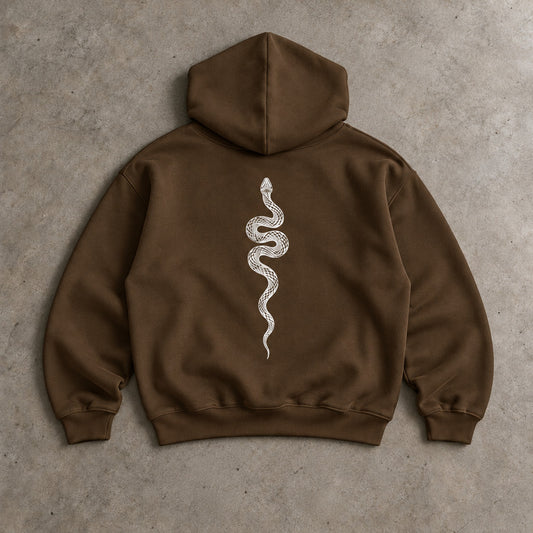 Ranked Brown Oversized Hoodie, back with the large snake