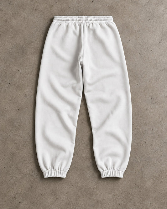 Ranked White Heavyweight Joggers, back view