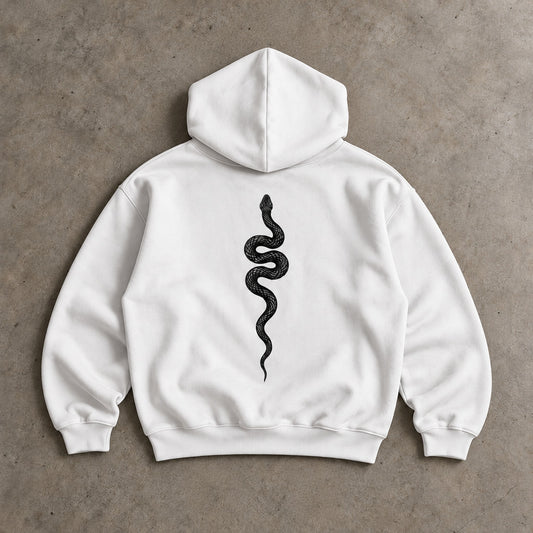 Ranked White Oversized Hoodie, back with the large snake